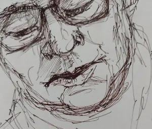 Janus Nuiten - Uniek Zelfportret - Adrianus (Janus) Nuiten (1929-2014) - Vroege pentekening kopen? Bied vanaf 50!