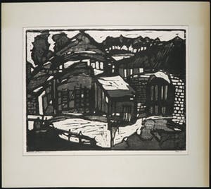 Fon Klement - Houtsnede, Landschap met hooimijt kopen? Bied vanaf 150!