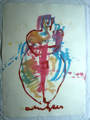 Anton Heyboer - Olieverf en acrylverf , Moeder met Kind – 107 x 79 cm kopen? Bied vanaf 125!