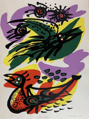 Anton Rooskens - kleurenzeefdruk - 'Printemps' - 1972 (GROOT FORMAAT) kopen? Bied vanaf 549!