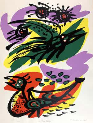 Anton Rooskens - kleurenzeefdruk - 'Printemps' - 1972 (GROOT FORMAAT) verkocht voor € 549!