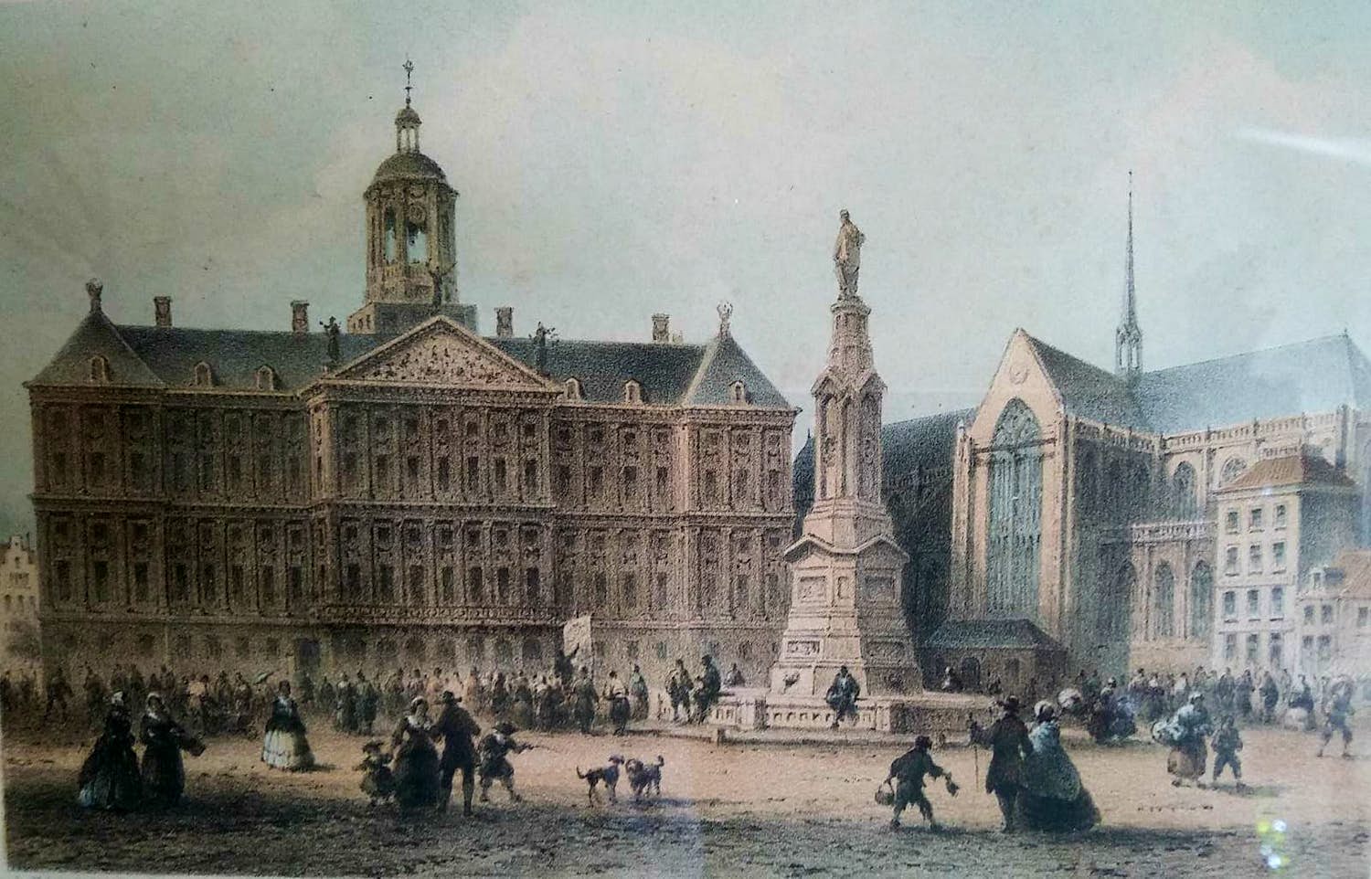 Johannes Hilverdink - De Dam in Amsterdam - (1828 - 1902) verkocht voor € 35!