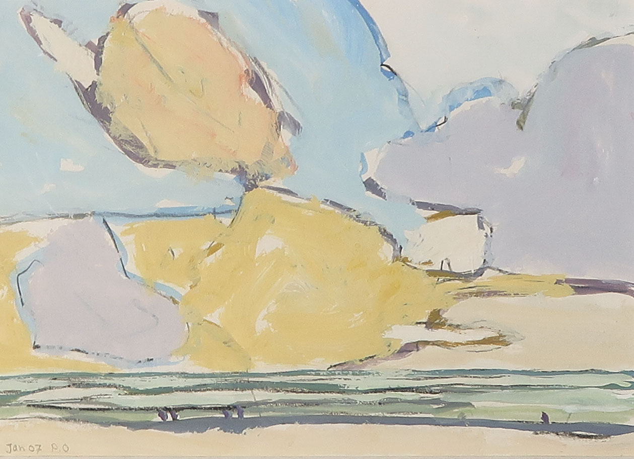 Paul Overhaus - Gouache op papier, Strandgezicht - Ingelijst kopen? Bied vanaf 35!