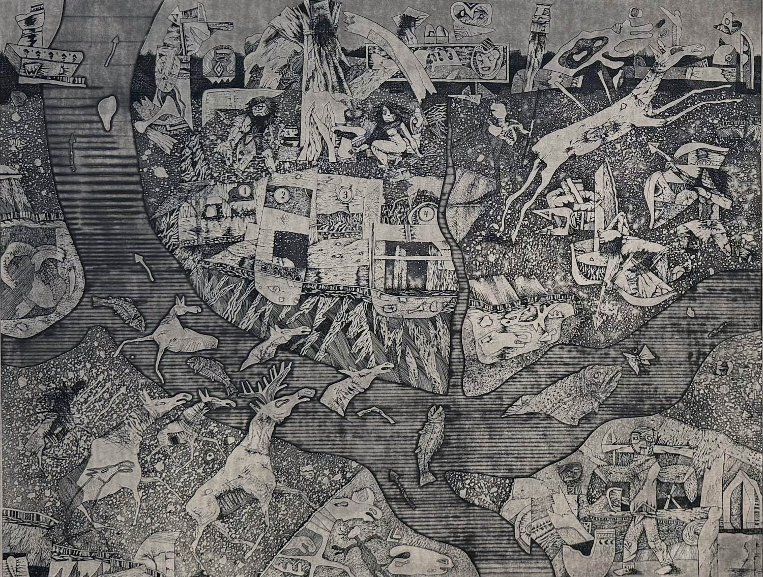 Alexander Bobkin - handgesigneerde ets | 'Siberië' (Zeer groot) kopen? Bied vanaf 150!