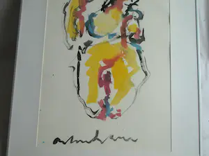 Anton Heyboer - Acrylverf , Moeder, vader en kind – Ingelijst, 101 x 71 cm kopen? Bied vanaf 1!