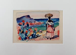 Jan van Anrooy - Kaapstad - Tafelberg - Atlantische Oceaan - Aquarel kopen? Bied vanaf 149!