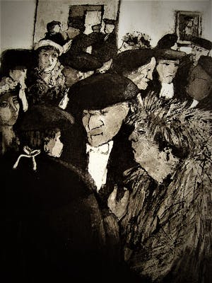 Willy Belinfante - Karikaturale eigen druk ETS "Universitaire receptie" gesigneerd kopen? Bied vanaf 25!