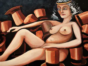 Niet of onleesbaar gesigneerd - Leuk 1975 olieverf op board "liggend vrouwelijk naakt" ges. Banks kopen? Bied vanaf 1!