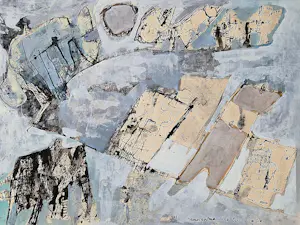 Hannes Postma - Grote in 1962 gemaakte surrealistische gem. techniek "looks like locomotor" kopen? Bied vanaf 87!