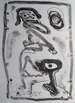 Lucebert - fraaie grote litho - 1988 - oplage XXXV. kopen? Bied vanaf 195!