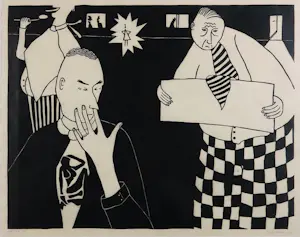 Arjenne Fakkel - Houtsnede op papier, Het atelier bezoek - Ingelijst kopen? Bied vanaf 40!