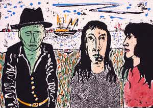 Frank Lodeizen - Zeefdruk, handingekleurd: Zigeuners uit Amsterdam - 1989 verkocht voor € 55!