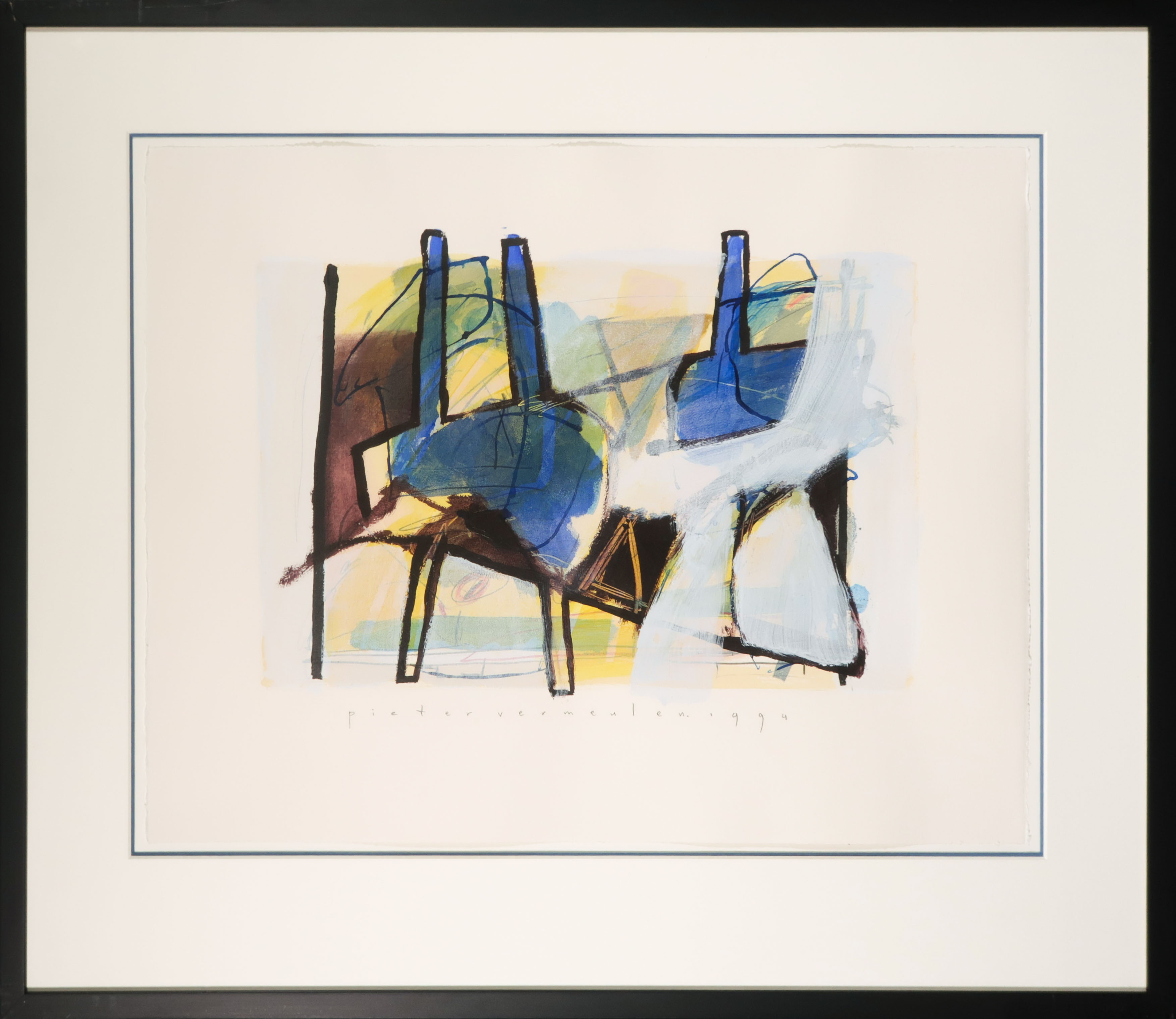 Pieter Vermeulen - Gemengde techniek op papier, Zonder titel - Ingelijst kopen? Bied vanaf 1!