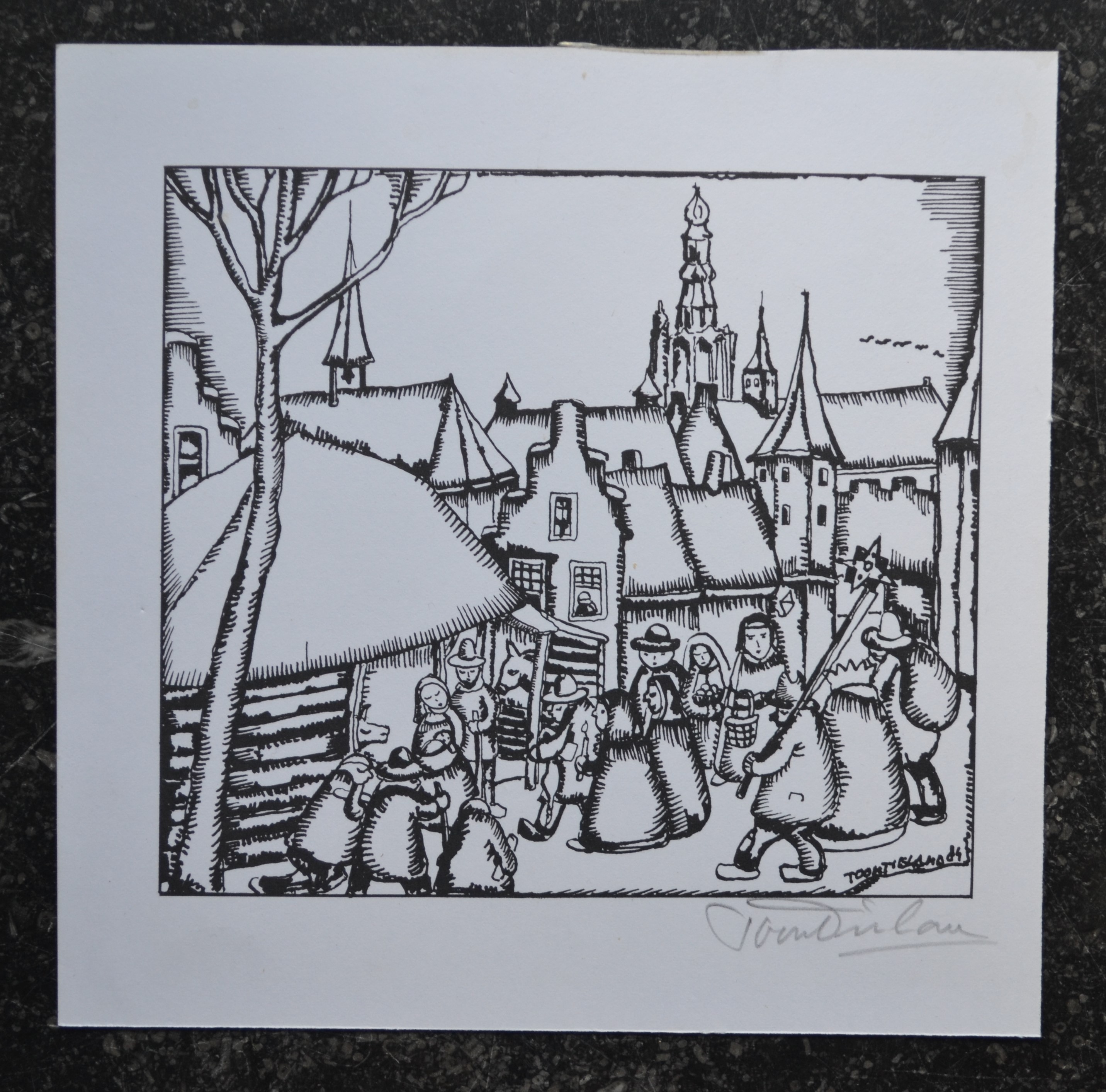 Toon Tieland - Litho - Handgesigneerd- 1984 kopen? Bied vanaf 1!