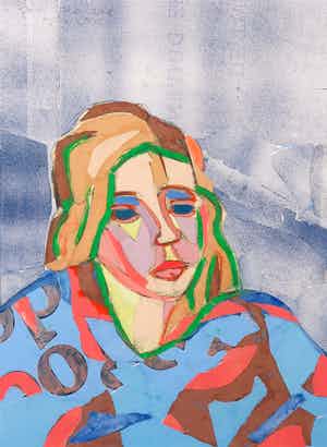 Paul Overhaus - Collage van papier, Portret - Ingelijst verkocht voor € 1!