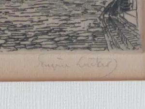 Eugene Lucker - Nijmegen, Proosthof, met gezicht op de Commanderie - Ets kopen? Bied vanaf 150!