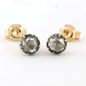 18k goud en zilver solitair oorknoppen met roos geslepen diamant tot. 0,50ct kaufen? Bieten Sie von 585!