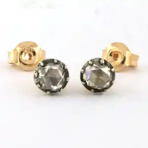 18k goud en zilver solitair oorknoppen met roos geslepen diamant tot. 0,50ct kaufen? Bieten Sie von 585!