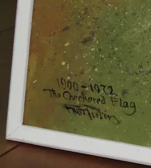 Frits Pieters - 2 schilderijen Tourist Trophy, The checkered flag, en boek Great Auto Races 1980 kopen? Bied vanaf 600!