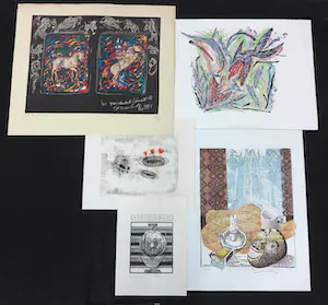 Theo Ros - Jules vd Vijver, en anderen! Lot van 8 werken op papier van diverse kunstenaars kopen? Bied vanaf 1!