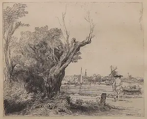 Rembrandt van Rijn - Ets, De Omval - Ingelijst kopen? Bied vanaf 1!