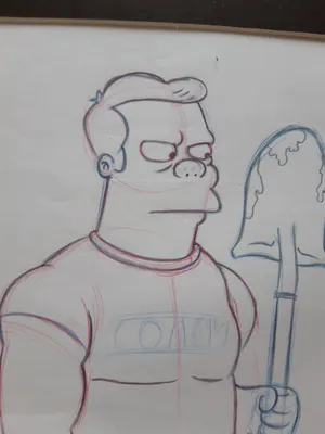 Matt Groening - originele productietekening The Simpsons, ingelijst + Certificaat kopen? Bied vanaf 75!