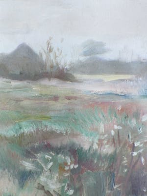 Niet of onleesbaar gesigneerd - Duinlandschap met boerderij - Monogram WR kopen? Bied vanaf 1!