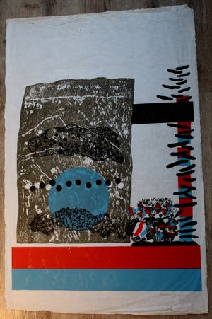 Jef Diederen - Houtsnede op Japans papier - 1975 kopen? Bied vanaf 50!