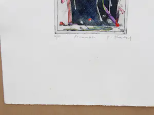 Bernd Kastenholz - aquarellierte Radierung, „Konsumboni“ nur 50 Expl. kopen? Bied vanaf 65!