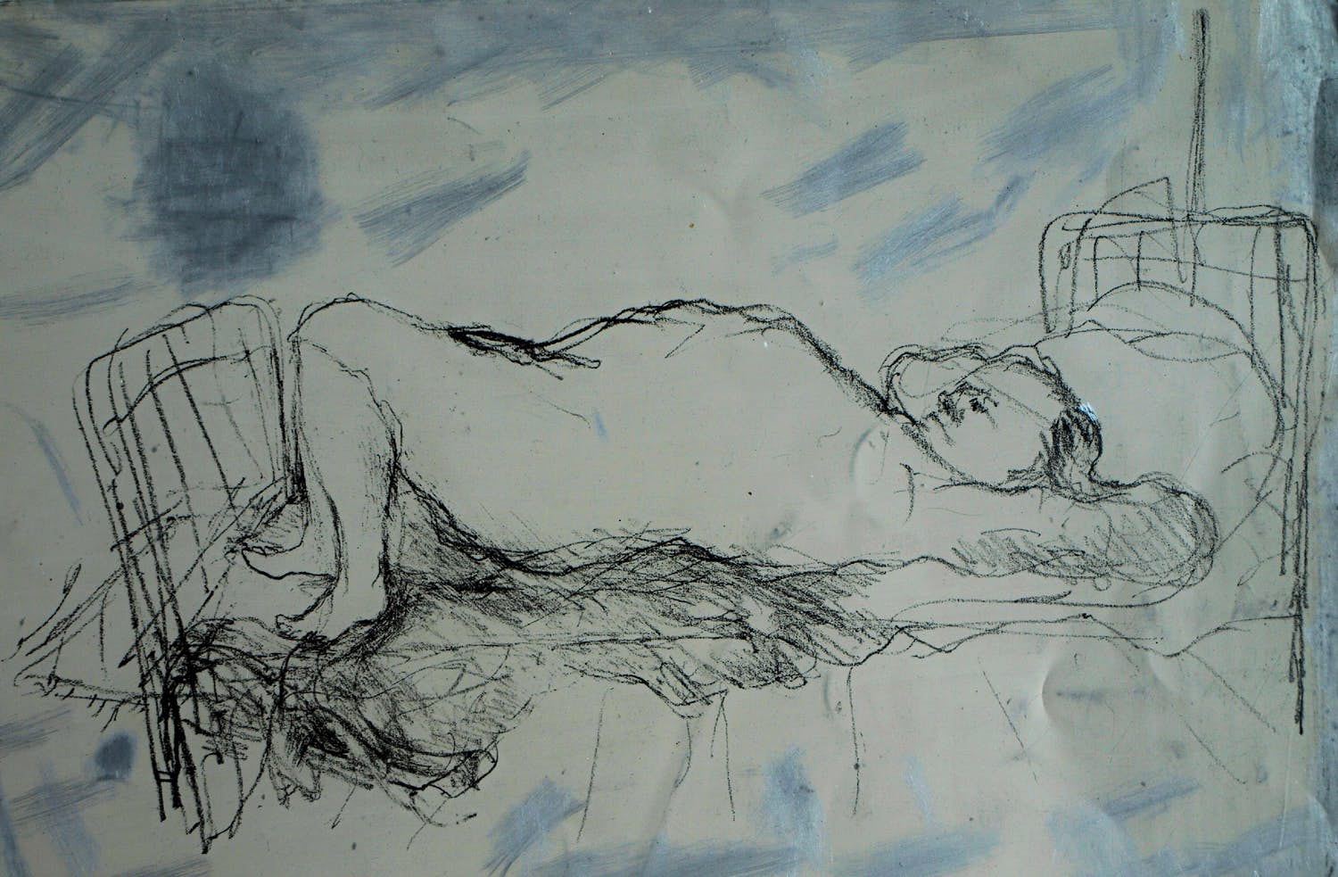 Metten Koornstra - Originele drukplaat , “Man op bed” – ca 1965 kopen? Bied vanaf 1!