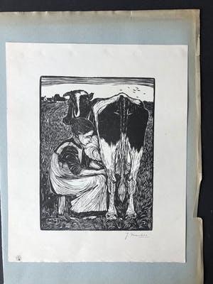 Jan Mankes - Houtsnede Koemelkster kopen? Bied vanaf 325!