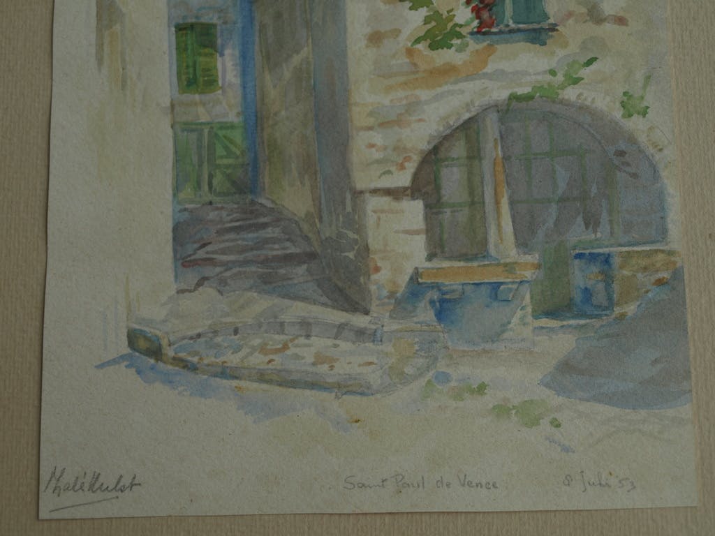 Thalé Hulst - Aquarel – Saint Paul de Vence - ingelijst - 1953  kopen? Bied vanaf 1!