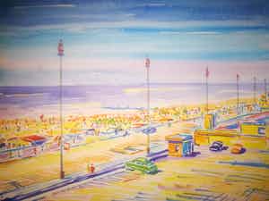 Gillis van Oosten - Scheveningen boulevard. Juni 1955. verkocht voor € 125!