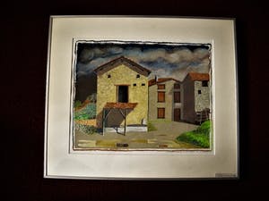 Erna van Mondfrans - Groot Pastel "Na de bui - Frankrijk " gesigneerd kopen? Bied vanaf 10!