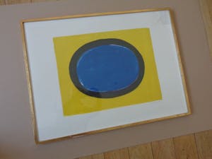 Bram Bogart - GEEL-ZWART-BLAUW / KLEURLITHO / 57x76cm / KADER / SIG/ 1967 kopen? Bied vanaf 215!