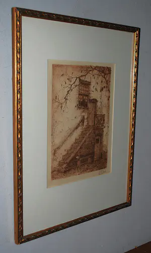 Anton Pieck - De Trap (Montfoort) 1916 - 1 van de eerste afdrukken, ets in bruin kopen? Bied vanaf 350!