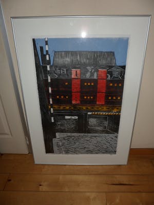 Piet Lont - Houtsnede op Japans papier. Titel. " De Zwijger Amsterdam Oost". kopen? Bied vanaf 40!