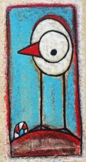 Hans Innemee - ingelijste zeefdruk: Worm, bird... - 2000 verkocht voor € 150!