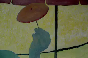 Ad van Riel - Zelfportret met parasols (1) kopen? Bied vanaf 450!