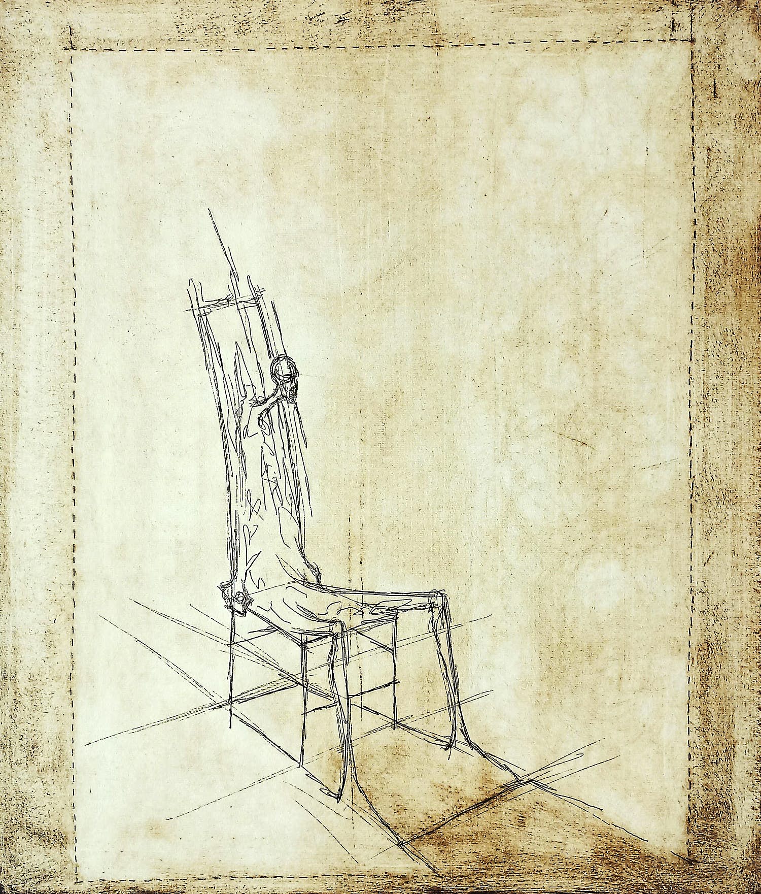 Ronald Tolman - Man in stoel, ets (groot, zeldzaam!) verkocht voor € 195!