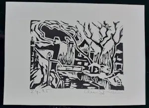 Arie Zuidersma - 2 linosneden:dorpsgezicht en vrouwelijk naakt kopen? Bied vanaf 75!