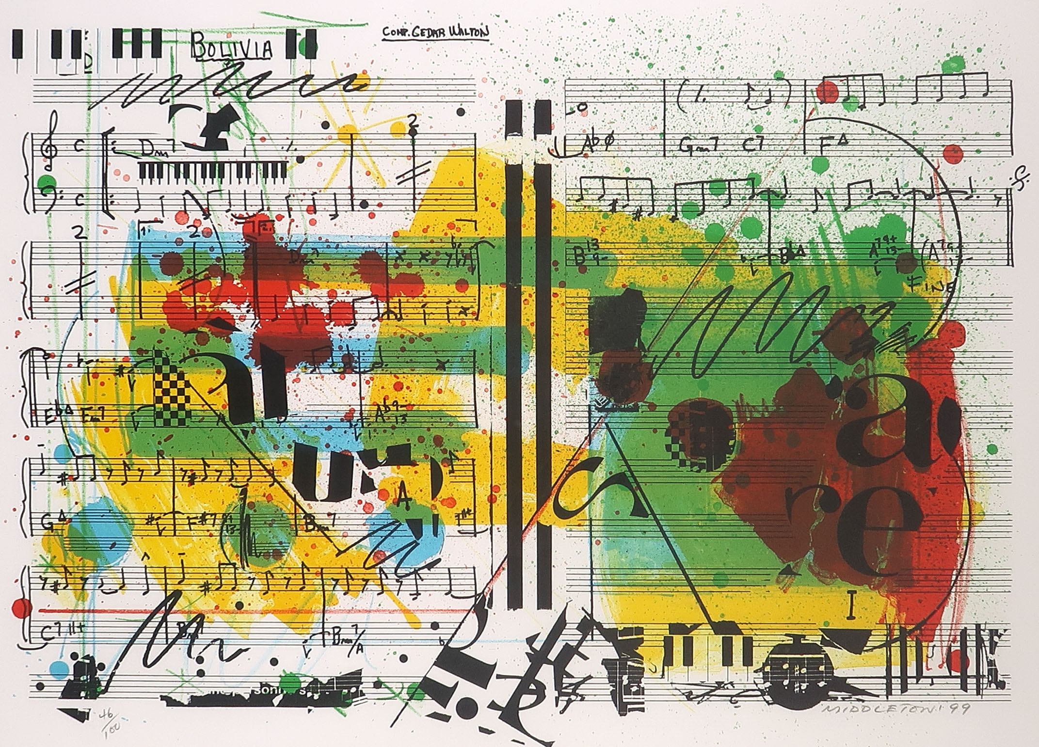 Sam Middleton - Litho, Bolivia - Ingelijst kopen? Bied vanaf 50!