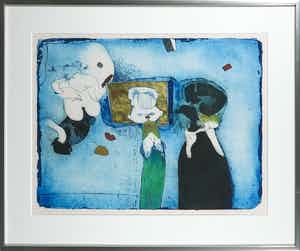 Michel van Overbeeke - Kleurenets met bladgoud, Growing up - Ingelijst verkocht voor € 50!