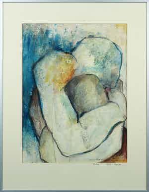 Annica Koot - Acryl op papier, Troost - Ingelijst verkocht voor € 1!