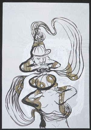 Tanja Smit - Inkttekening, Twee baseballfans kopen? Bied vanaf 1!