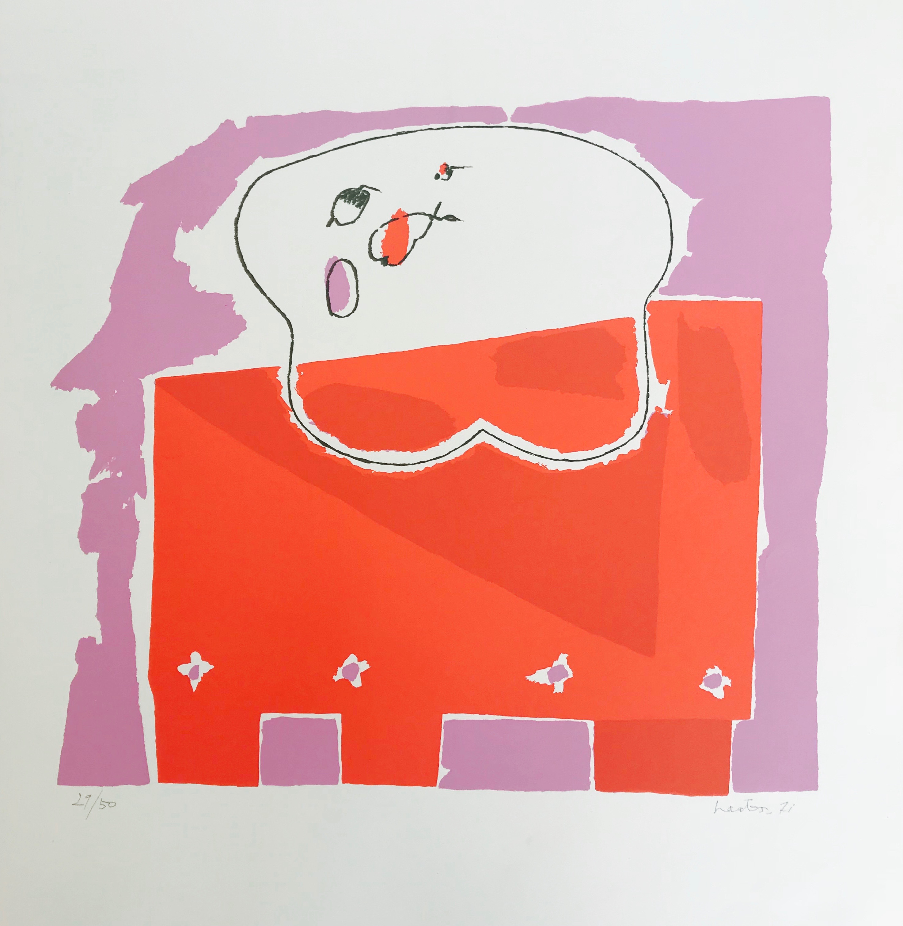 Niet of onleesbaar gesigneerd - Fraaie zeefdruk uit 1971 - Gesigneerd - Zonder lijst - 29/50 kopen? Bied vanaf 1!