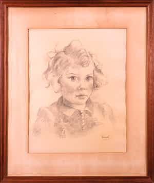 Henk van den Idsert - Potlood, Portret - Ingelijst verkocht voor € 60!