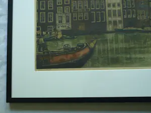 Cornelis Brandenburg - Kleurenets, Damrak Amsterdam – Lijst, 63 x 83 cm. kopen? Bied vanaf 1!