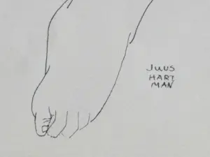 Juus Hartman - Zittend Naakt - Pentekening kopen? Bied vanaf 30!