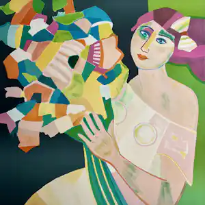 France Wagner - handgesigneerde litho | 'Vrouw met boeket' vendu pour 150€ !
